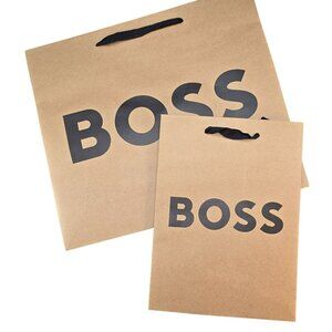 Boss Branded Recycled Paper Shopping Bags Set Of 2 With Black Handles VR1812